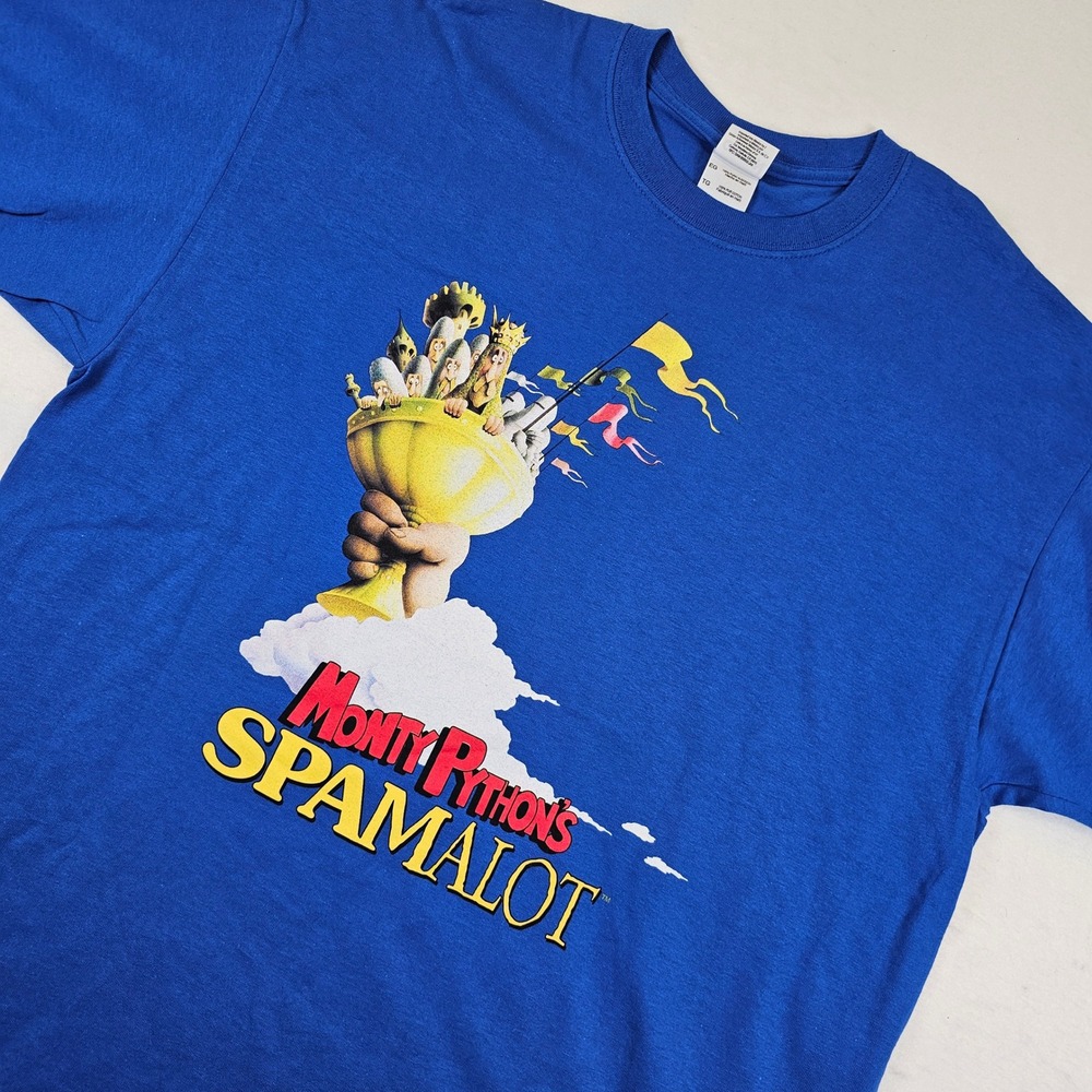 Monty Python Spamalot Graphic T-Shirt Mens XL Royal Blue Broadway Musical Tee